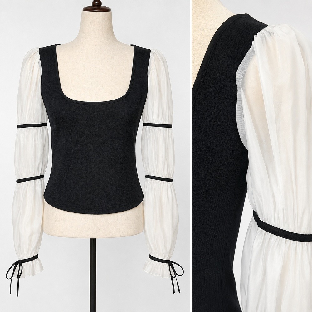Maeve Anthropologie Puff Sleeve Pirate Top M Sheer Ren Faire Regency Peasant